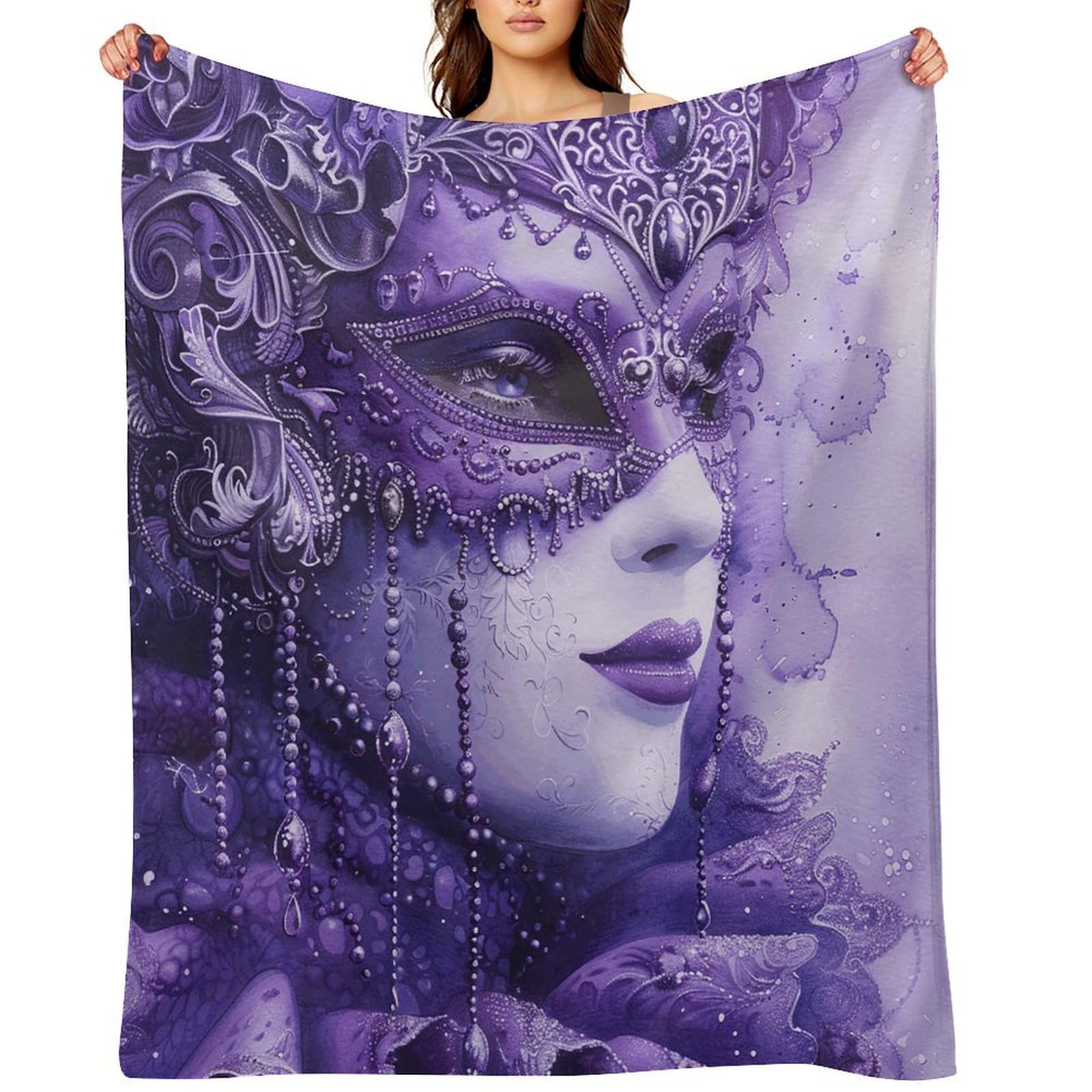 Purple Gradient Texture Throw Blanket for Couch and Bed Super Soft Warm Lightweight Throw Blankets Cozy Fuzzy Flannel Blanket Personalized Decorative Blankets for Sofa Decor 50"x60"