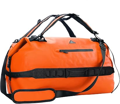 Haimont IPX7 Waterproof Roll-Top Dry Duffel Backpack | 60L/90L Sizes, 500D Tarpaulin, Welded Seams, Mesh Pockets, Boating & Kayaking