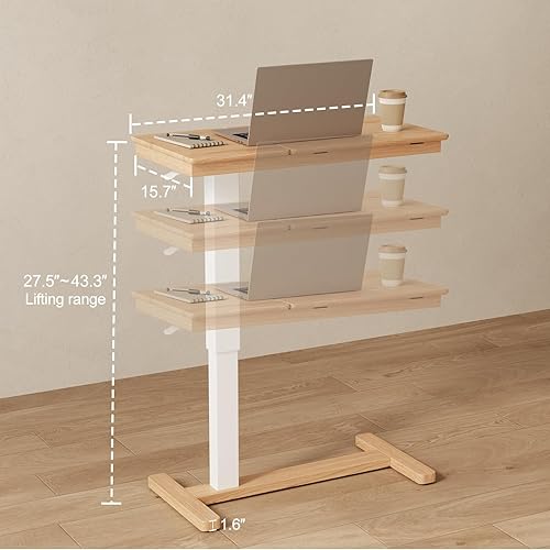 Miniatura 19 de Mesa de Cabecera de Madera Maciza sobre la Cama con Ruedas, Mesa de Cama de Hospital Médica Ajustable con Superficie Inclinable sobre la Cama,