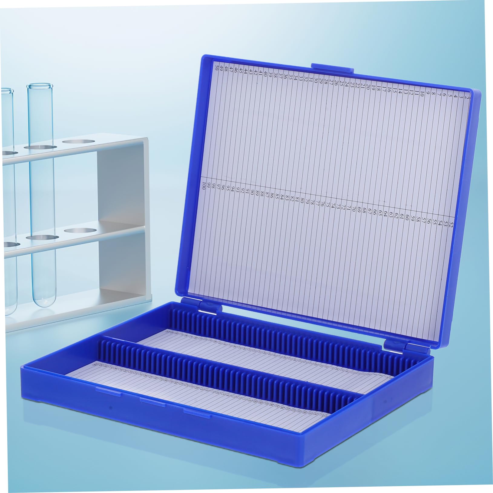 KICHOUSE Box Pathology Slide Box Laboratory Slide Organizer Microscope Slide Storage Organizer Microscope Slide Storage Holder Microscope Slide Case Microscope Slide Holder Plastic Blue