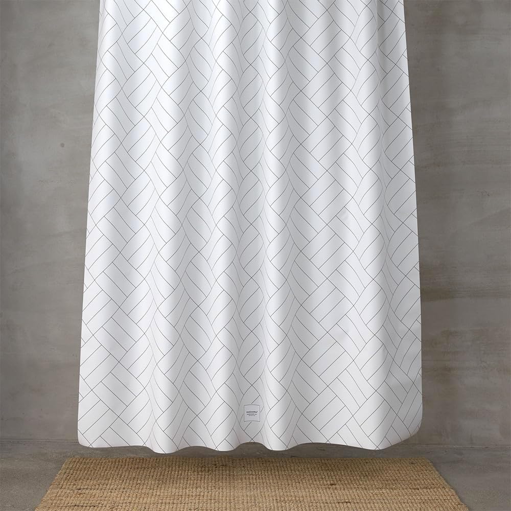 Quick-Dry Lightweight Shower Curtain – Made in Korea, Designed for Daily Showers | Diagonal Basket | 71” W x 74” L