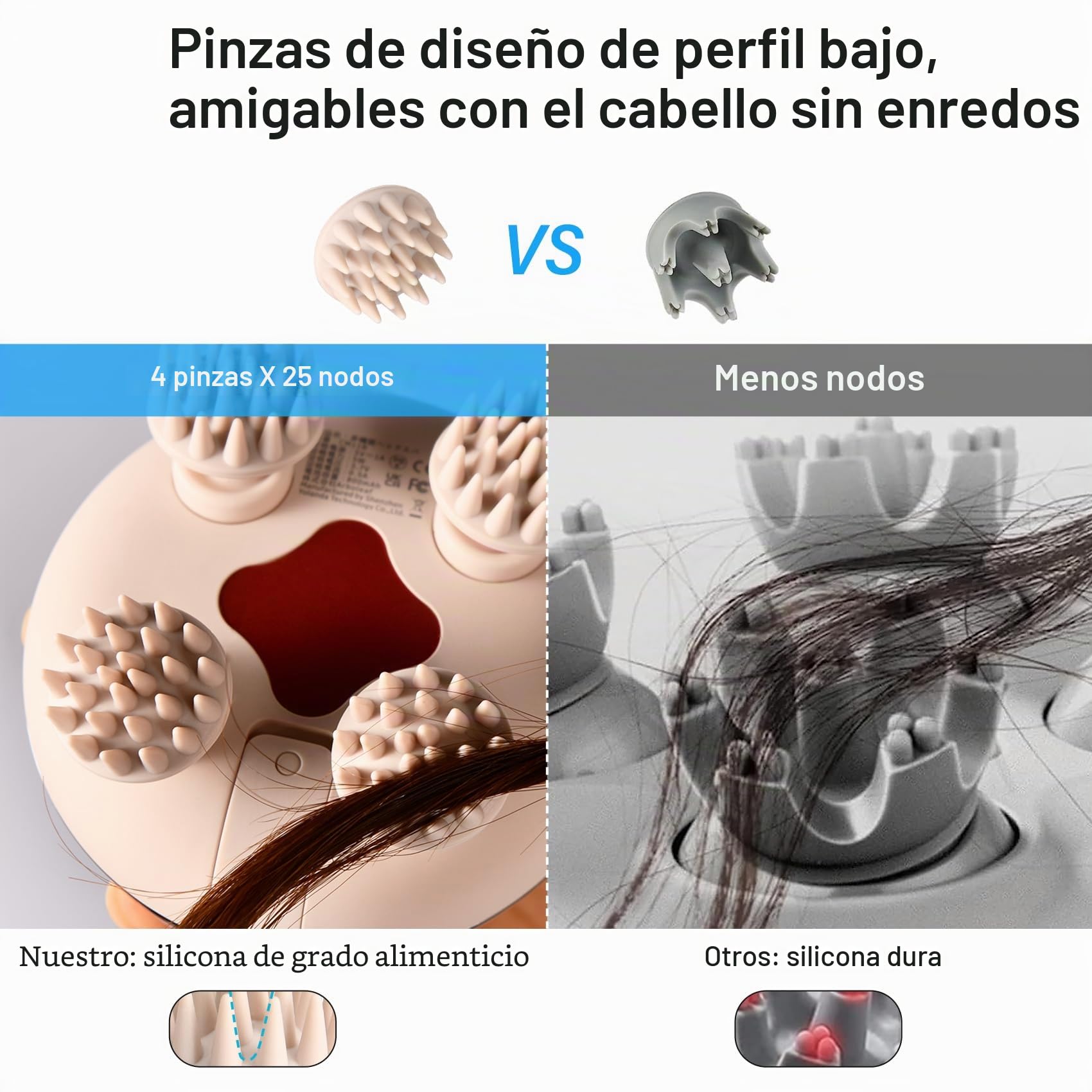 arboleaf Masajeador Cabeza Electrico Masajeador de Cuero Cabelludo y Cuerpo Portátil Recargable Impermeable IPX7 con 8 Cabezales de Masaje de Silicona, 3 Modos