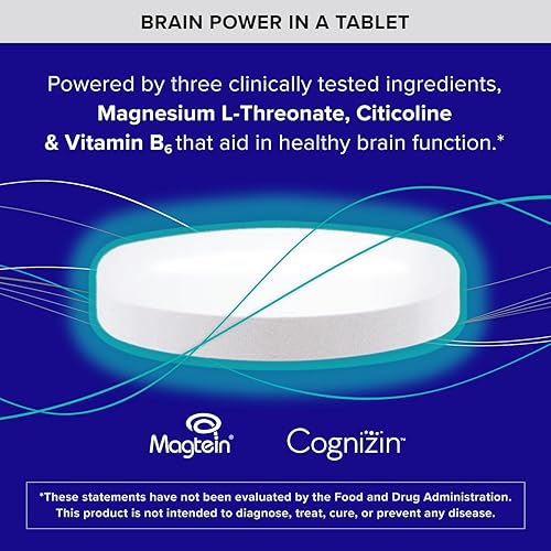 Miniatura 3 de Qunol Brain Health Memory Plus con B6, L-treonato de magnesio y citicolina, ingredientes clínicamente probados para mejorar la memoria, el enfoque,
