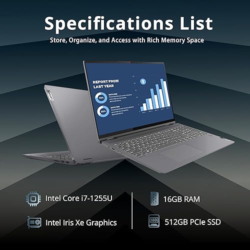 Miniatura 2 de Lenovo IdeaPad Flex 5 - Laptop con pantalla táctil IPS 2 en 1 2.5K de 16 pulgadas, Intel Core i7-1255U, 16 GB de RAM, SSD de 512 GB, teclado