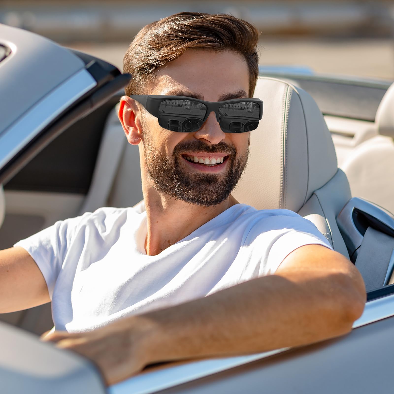 Okulary przeciwsłoneczne Perkanion Polarized na okulary - okulary przeciwsłoneczne z połową ramki pasujące na okulary korekcyjne z ochroną UV400