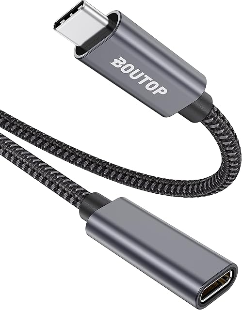 BOUTOP USB C Extension Cable 1M, USB 3.2 Type C Male to Female 100W PD Charging 10Gbps 4K 60Hz Video Display Extender Lead Compatible with M1 MacBook Pro/Air, iPad, Galaxy S22/S21/S20, Switch etc