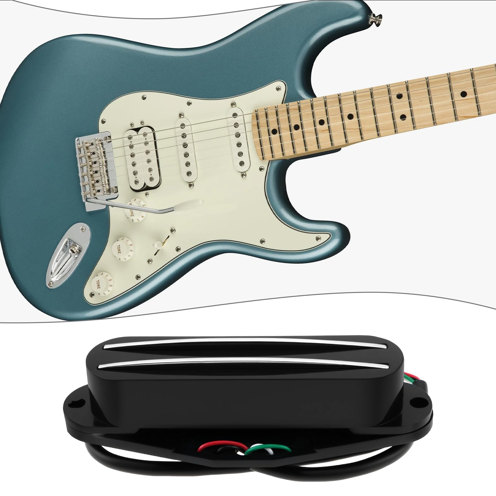 Humbucker-Tonabnehmer High Output 9K Ohm E-Gitarren-Tonabnehmer Kompatibel mit Fender Squier Strat Schwarz