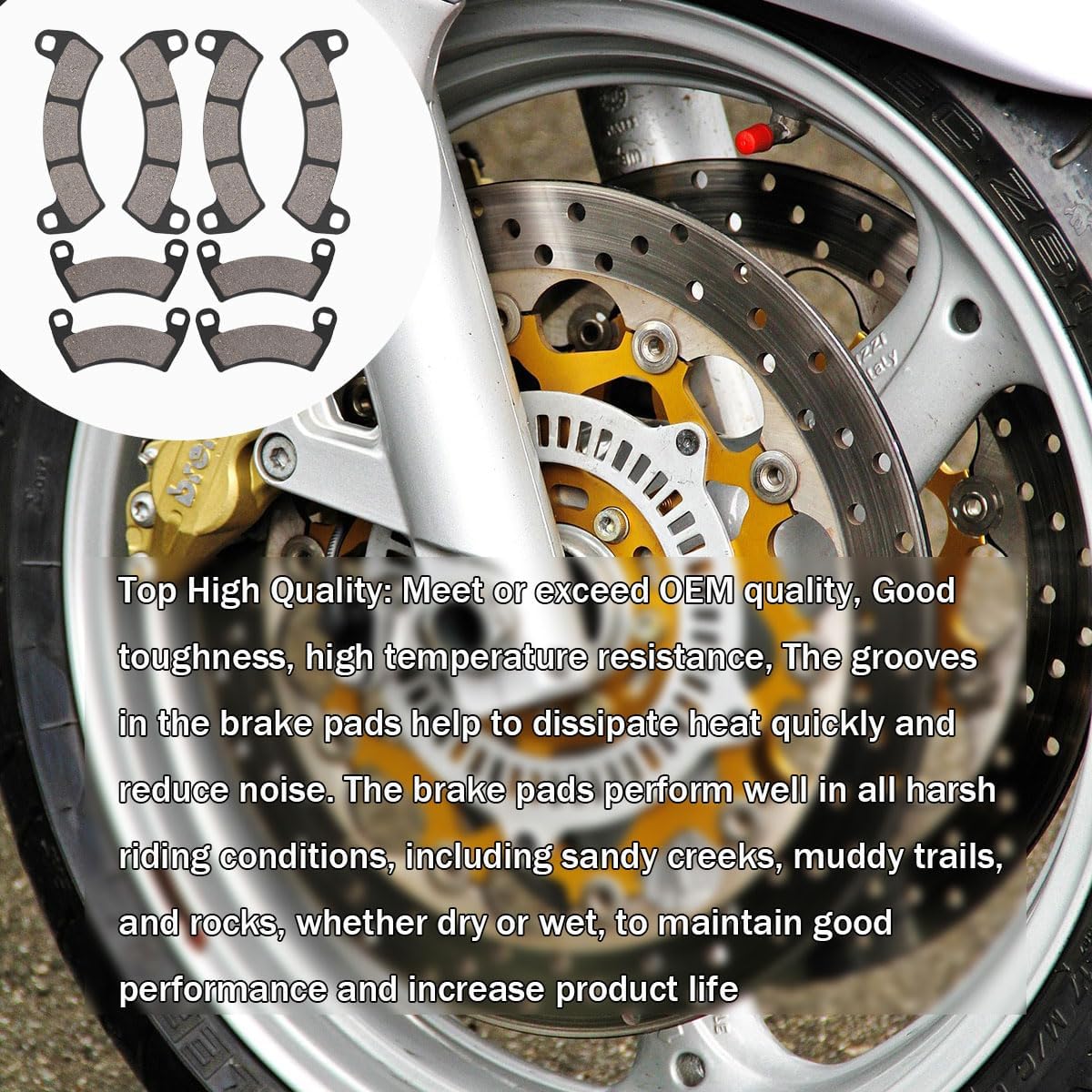Heavy Duty Front & Rear Brake pads replacement for Polaris RZR XP 4 Turbo S 2016-2024