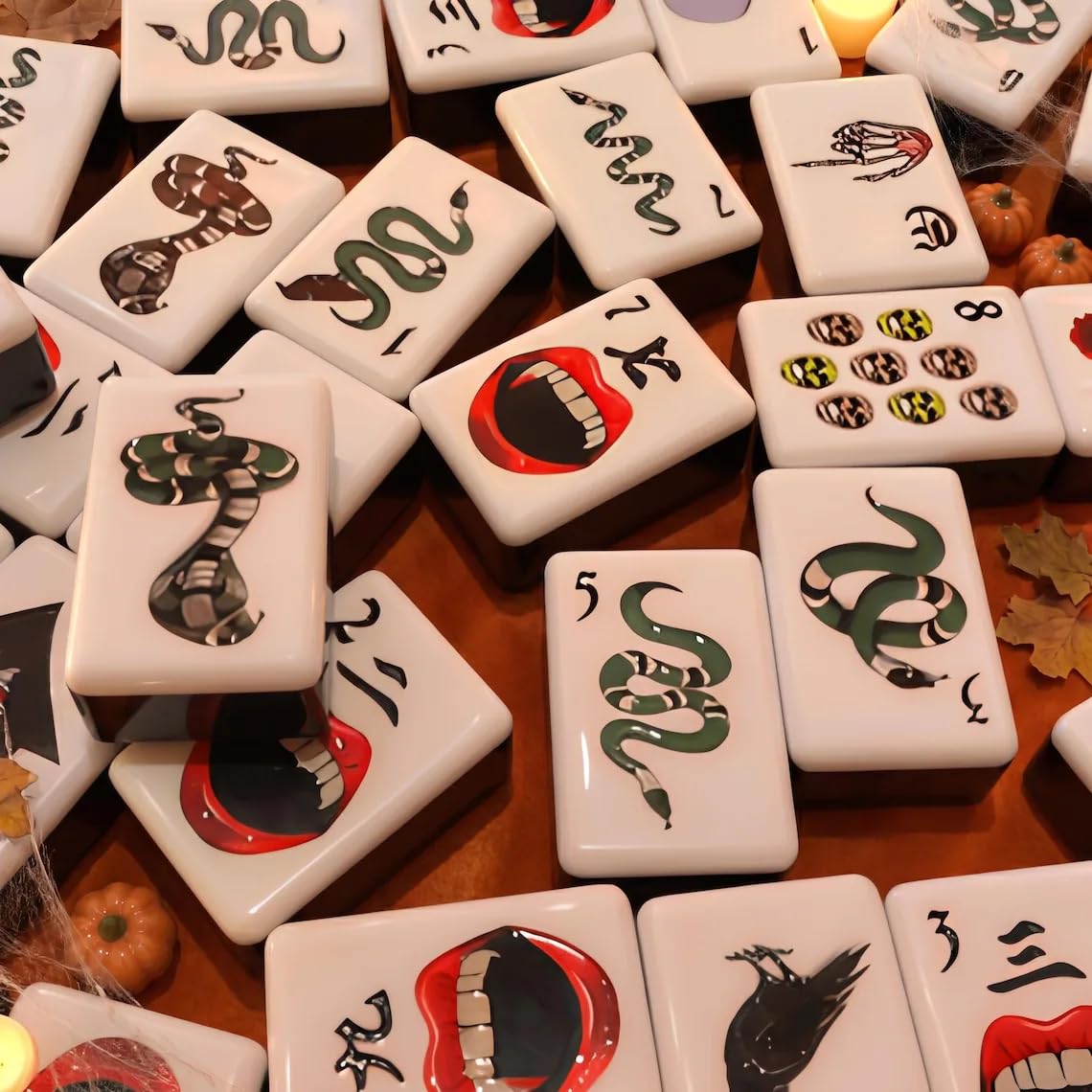 Halloween American Mahjong Set 160 Piastrelle | Spettrale gotico acrilico Mahjong regalo per feste, divertimento in famiglia e regalo