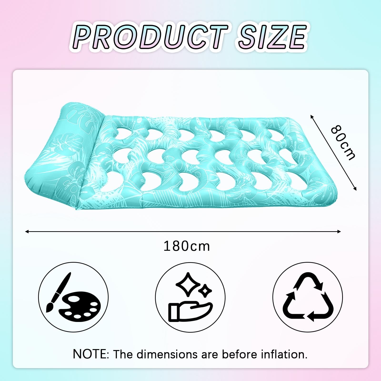 Materasso ad aria per piscina, 170 x 80 cm, materassino da nuoto, giocattolo per feste in acqua, divertimento estivo, per adulti e bambini, blu