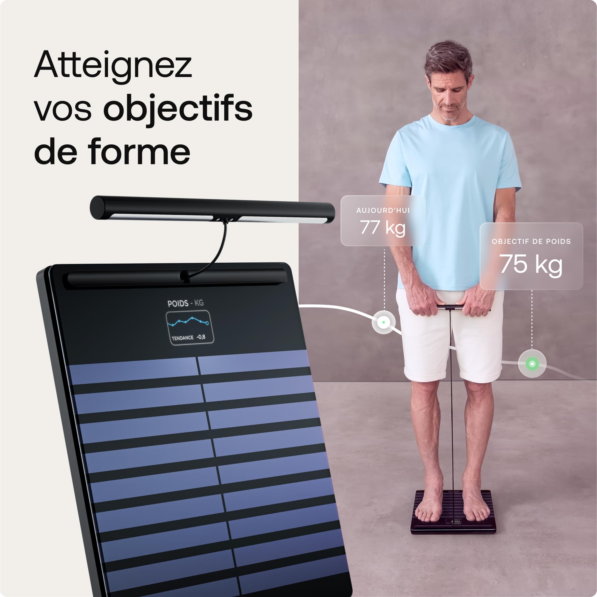 WITHINGS Body Scan - Balance connectée Wi-Fi pour améliorer sa santé, pèse personne, analyse de composition corporelle, masse graisseuse, musculaire, hydrique, Électrocardiogramme, Noir