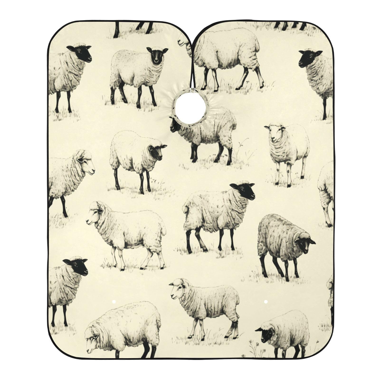 Kigai Cute Sheep Hair Cutting Cape for Men & Women Waterproof Barber Cape Professional Hairdressing Salon Styling Apron with Adjustable Closure Snap