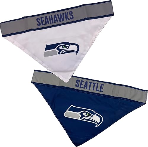 Pets First NFL Seattle Seahawks TIE - Bandana reflectante para mascotas, gatos o perros, talla S M. Bandana reflectante de fútbol para perros,