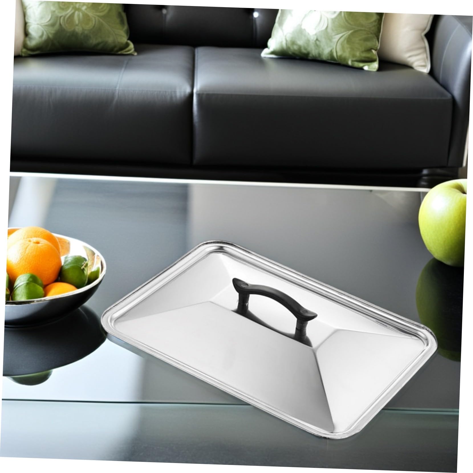Coperchio in Acciaio Inossidabile Rettangolare con Manico Ergonomico Protezione Anti-schizzi per Pentole e Wok Copertura per Cucina e Ristorazione Mantiene Cibo Caldo e Sicuro
