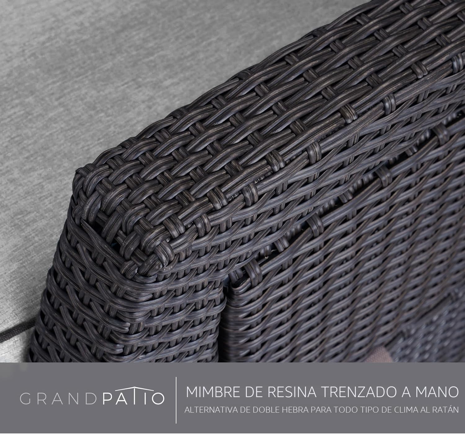 Grand patio Tumbona de relax con cojín de asiento, sillón de jardín, respaldo ajustable de ratán, tumbona para interior y exterior, color crema y ratán gris