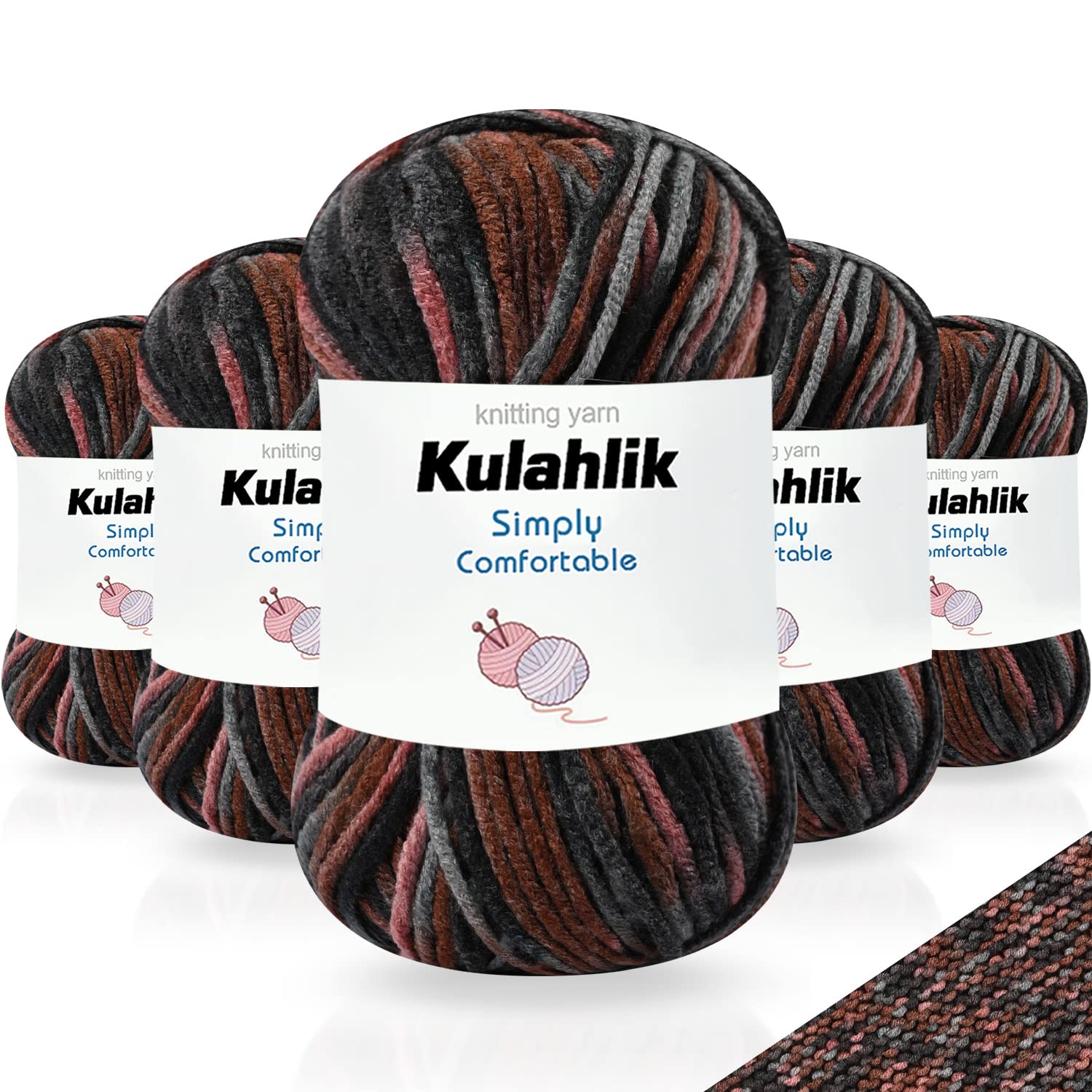 250g(5x50g) Acrylic Yarn for Crochet/Knitting, Colorful Gradient Yarn Thread, 5 Rolls Skeins, Perfect for Any Knitting Crochet and Crafts Mini Project — view 120