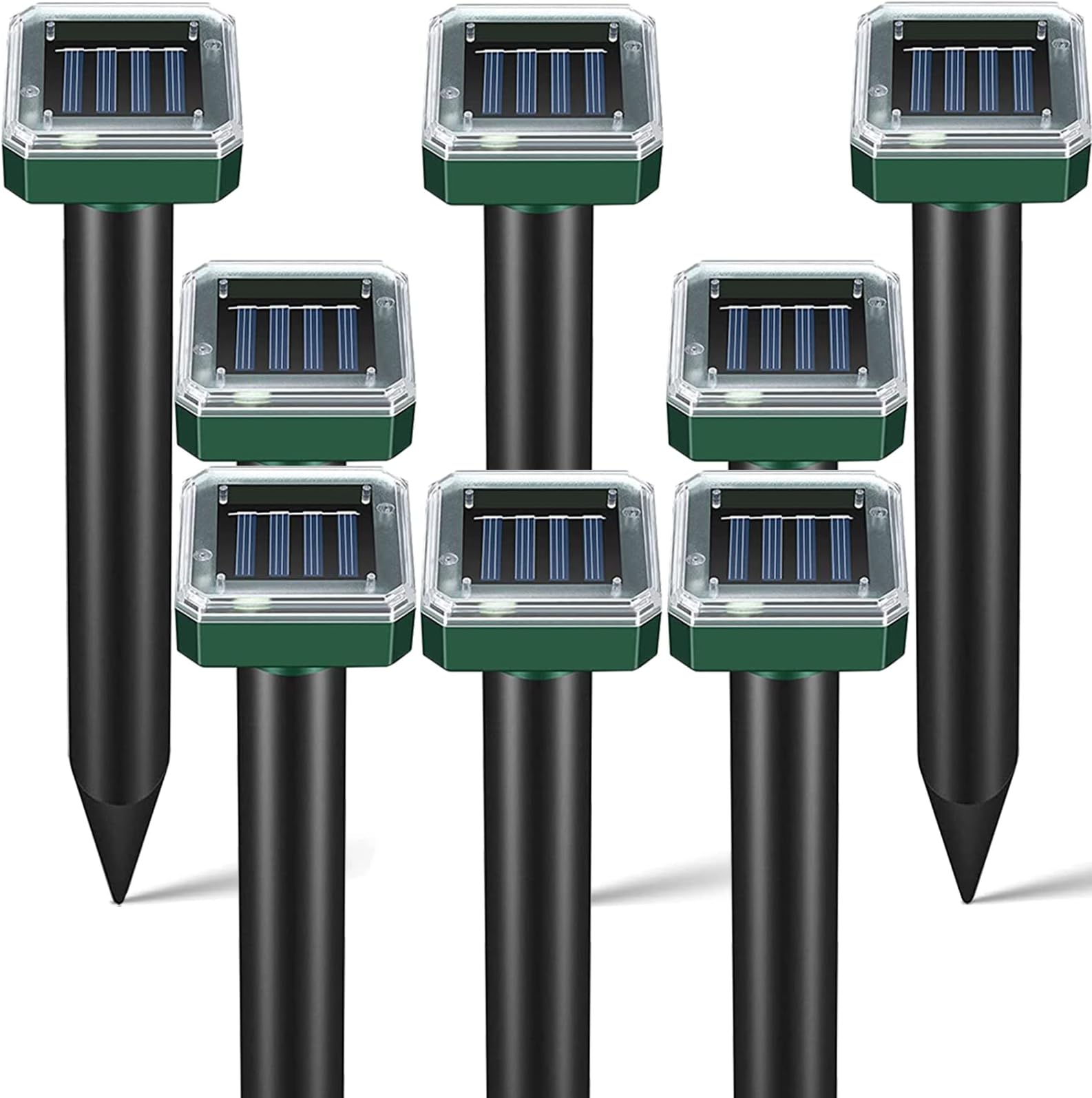 Snake Repellent Mole Repellent Solar Powered 8 Pack Squirrel Gopher Repellent IP44 Waterproof Ultrasonic Rodent Repellent and Deterrent Mole Trap Killer for Your Yard,Farm,Garden