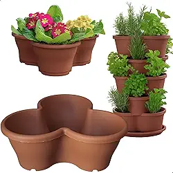 Vaso Treviso Tabaco Empilhável Jardim Vertical 11L Borda Anti Formiga para Plantas Ornamentais, Hortas, Frutas, Temperos, Suculentas e Flores