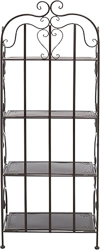 Miniatura 5 de SAFAVIEH Outdoor Collection Tyrique - Estantería victoriana de hierro forjado de 4 niveles, color verde oscuro antiguo