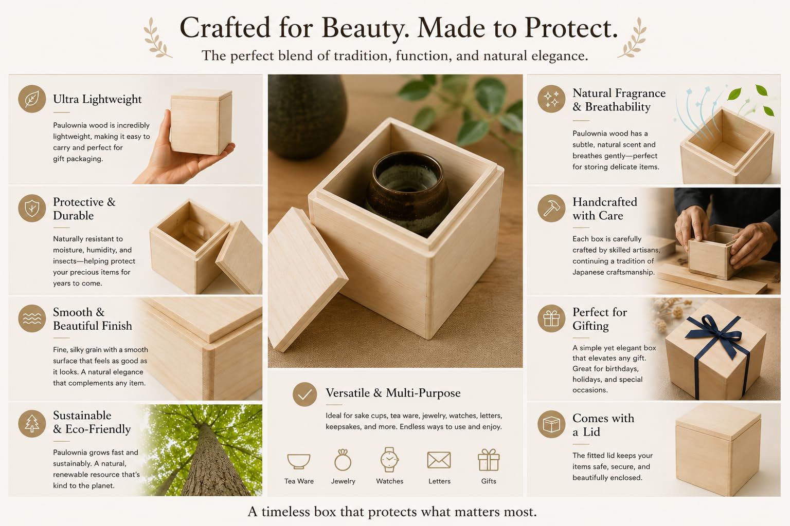 Amazon.com: Paulownia Wood Kiribako Box – Handmade Japanese