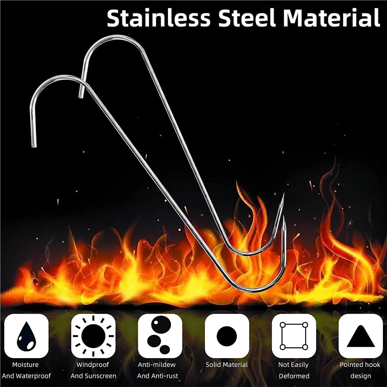 100 ganchos en forma de S de acero inoxidable con punta afilada for colgar utensilios de carne, ropa y carnicería, utensilios de cocina y repostería. Para Carnes(15cm)