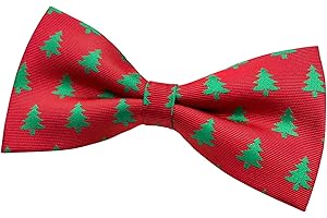 5" Christmas Tree Pattern Woven Pre-tied Bow Tie - Festive Holiday Bowtie