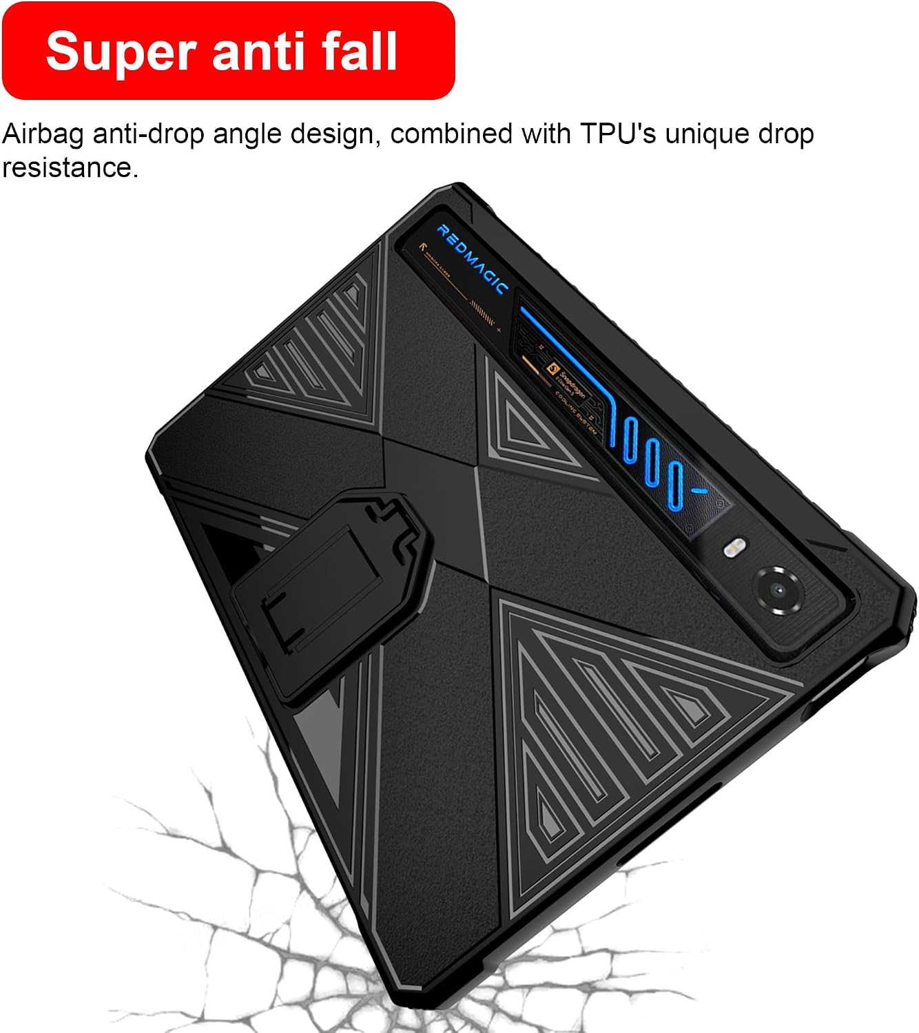 for Red Magic Astra 2 Case with Kickstand,Slim TPU Back Protective Cover,Anti-Scratch Shockproof- Black