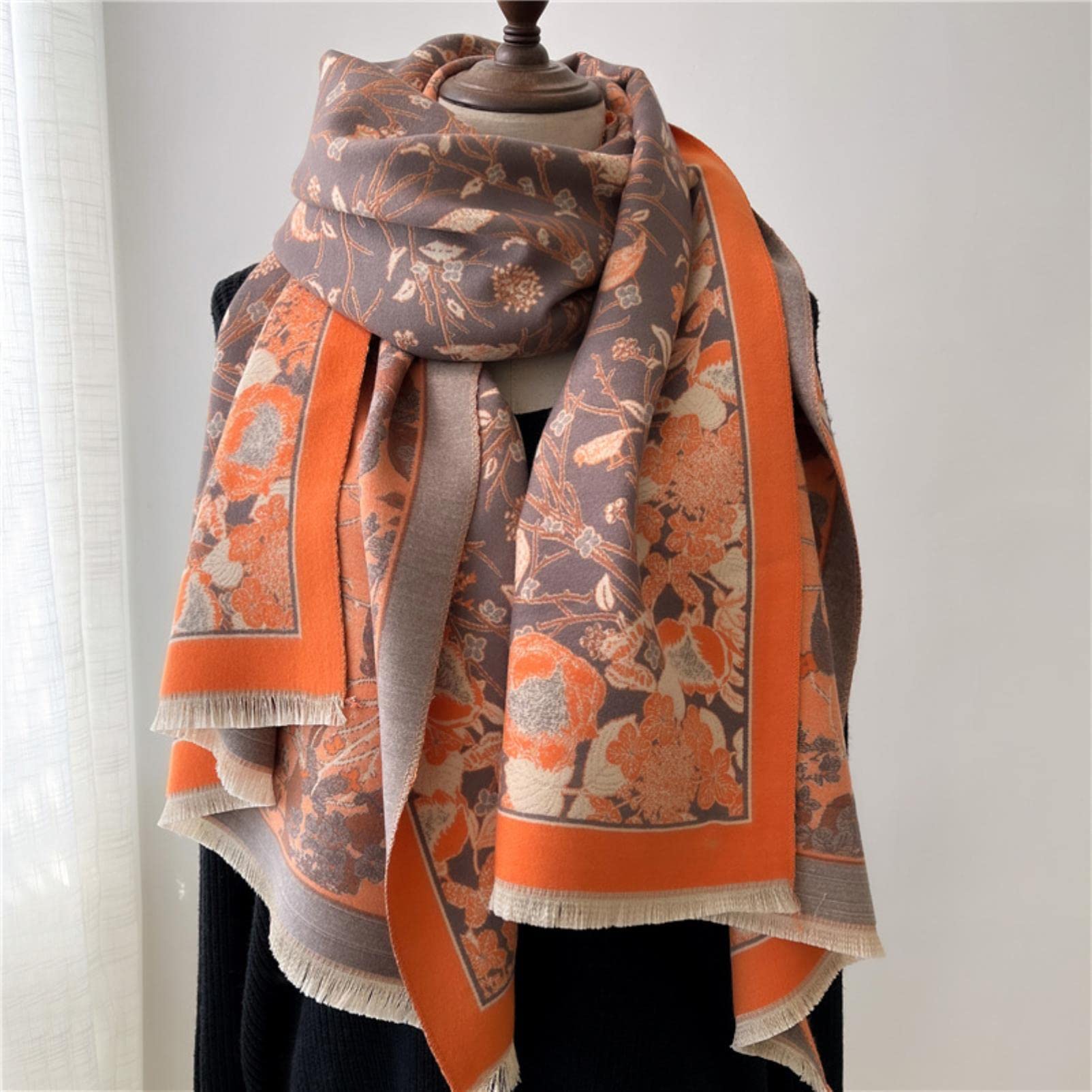 URYYRIT Sciarpa Sciarpa Invernale da Donna Warm Spesso A Scialle Spesso da Donna Stampa di Moda Cashmere Turban Grovet Shawl Floral