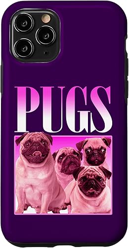 Miniatura 29 de iPhone 16 Pugs Bootleg Rap | Lindo Pug Dog Pet Owners Retro 90's Poster Case