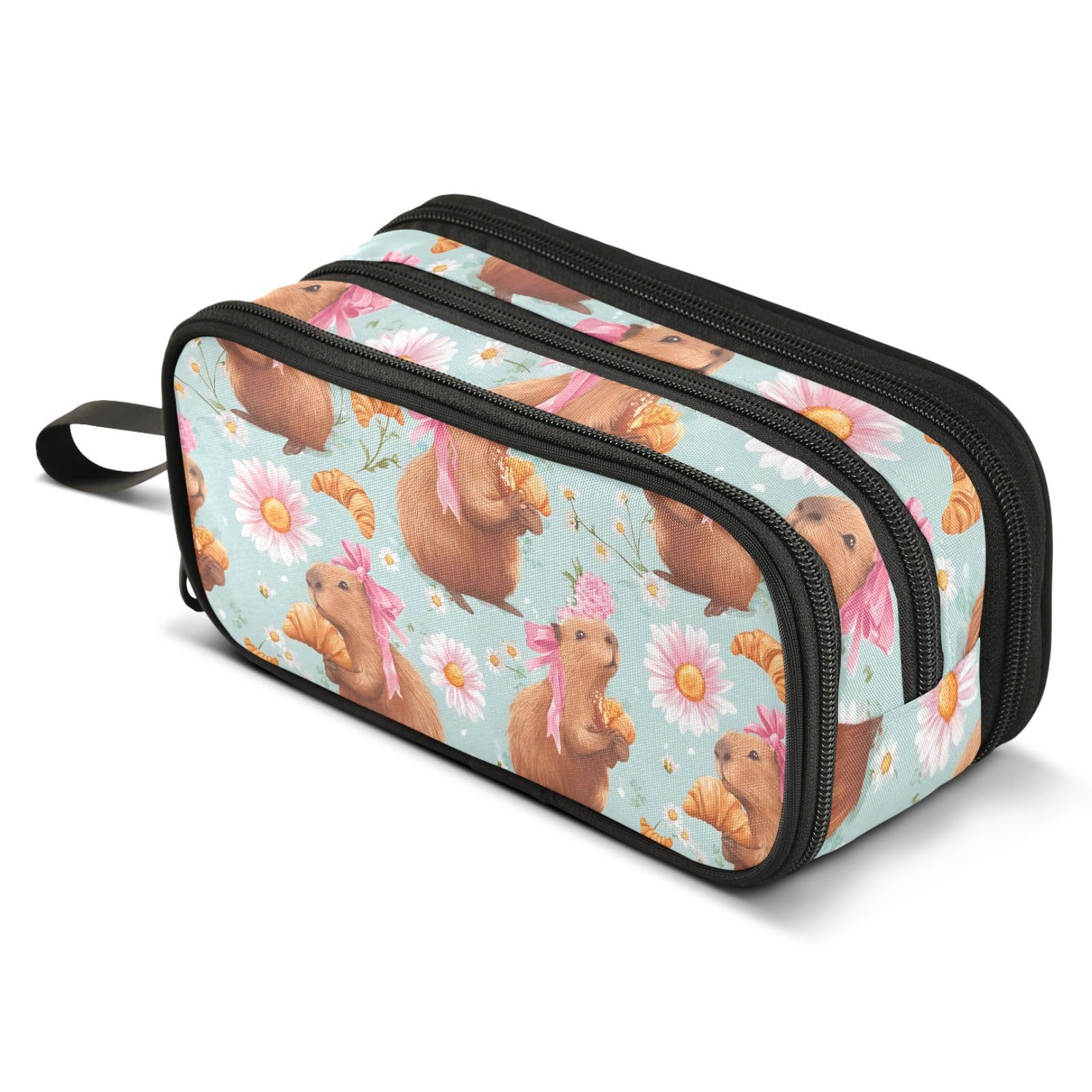 Mnsruu Bow Capybara Pencil Case Large Capacity Pen Bag Girls Boys Pencil Pouch Stationery Organizer Holder Zipper Pen Case for School Office