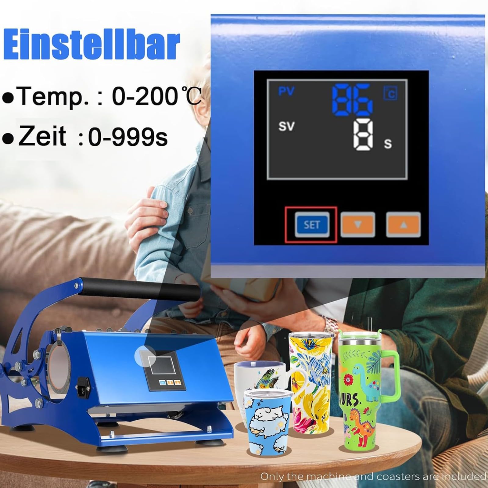 Pressa di Calore per Tazze Touch Screen Multifunzionale 20/30 Once Pressa Tazze per Sublimazione Macchina per Trasferimento di Resistenza Al Calore Ad Alta Temperatura Riscaldamento Elettrico A,20oz