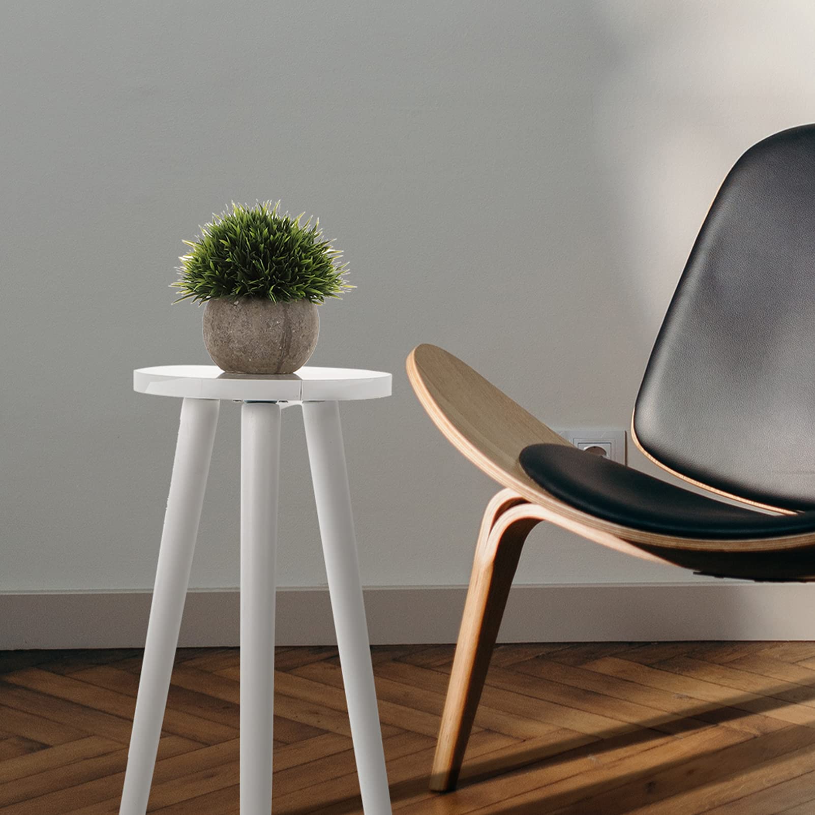 YARNOW Tall Wooden Plant Stand, Round Plant Stand, White Legs, 20cm Diameter, 42cm Height - Image 2