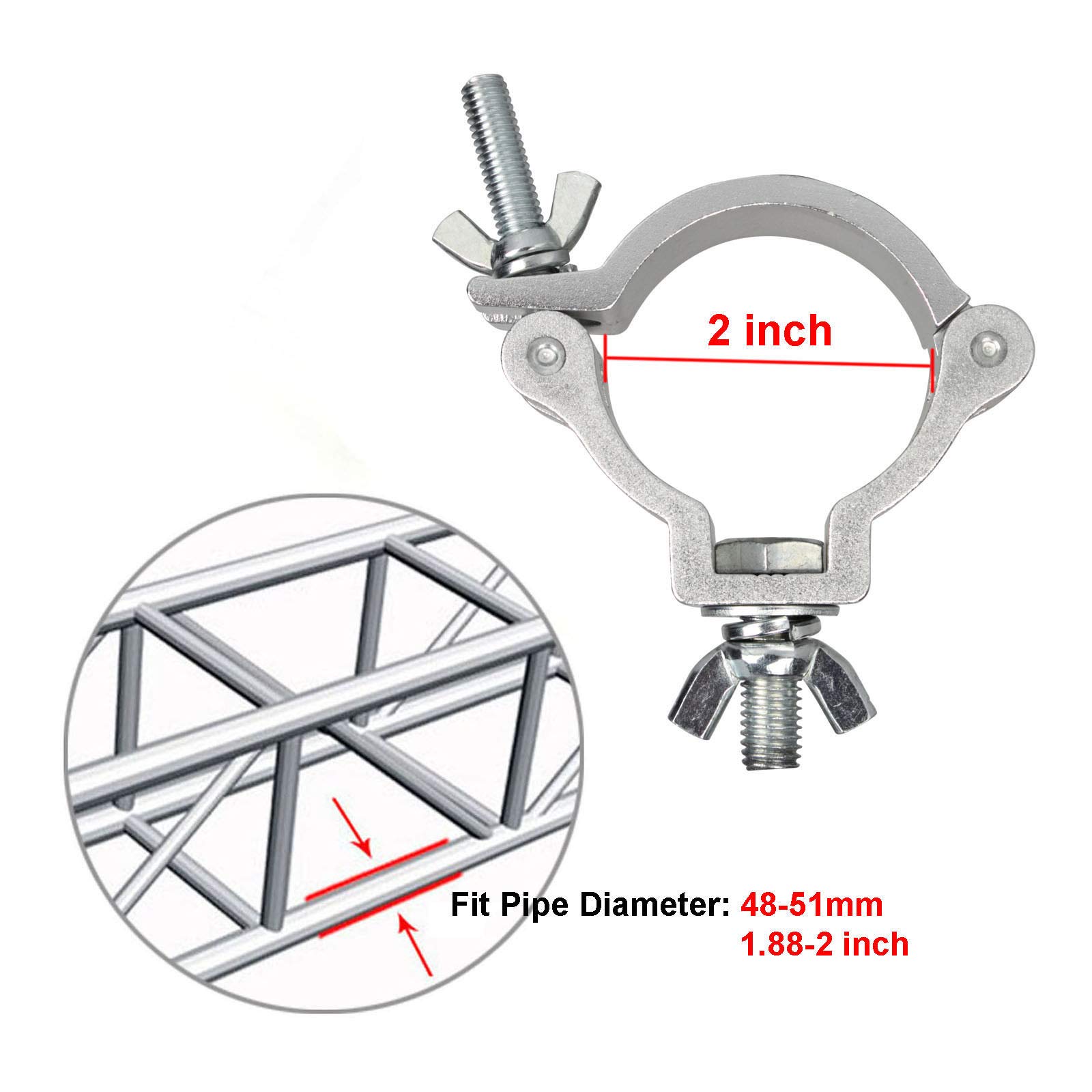 TSSS 4 Pack Dia 2 pollici O Montare Morsetti Luce della fase Lega di alluminio Hook Heavy Duty 100kg / 220 lb per Par Faretti Moving Head illuminazione accessori