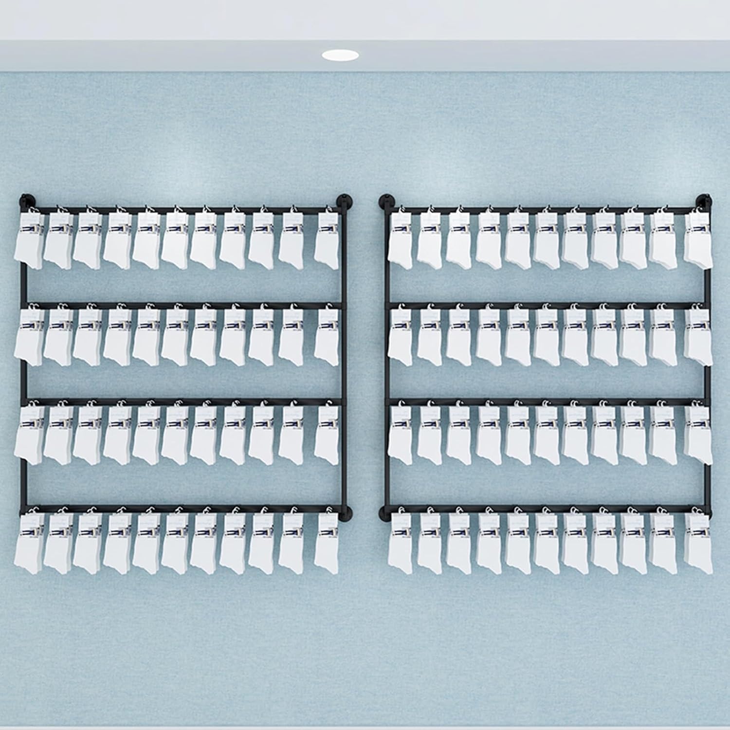 Wall-Mounted Socks Storage Organizer Display Stand, Hanging Metal Retail Necklace Holder Earring Hanger, Space-Saving Sock Organizer Rail for Mall,Exhibition (Color : Black, Size : 60x100cm