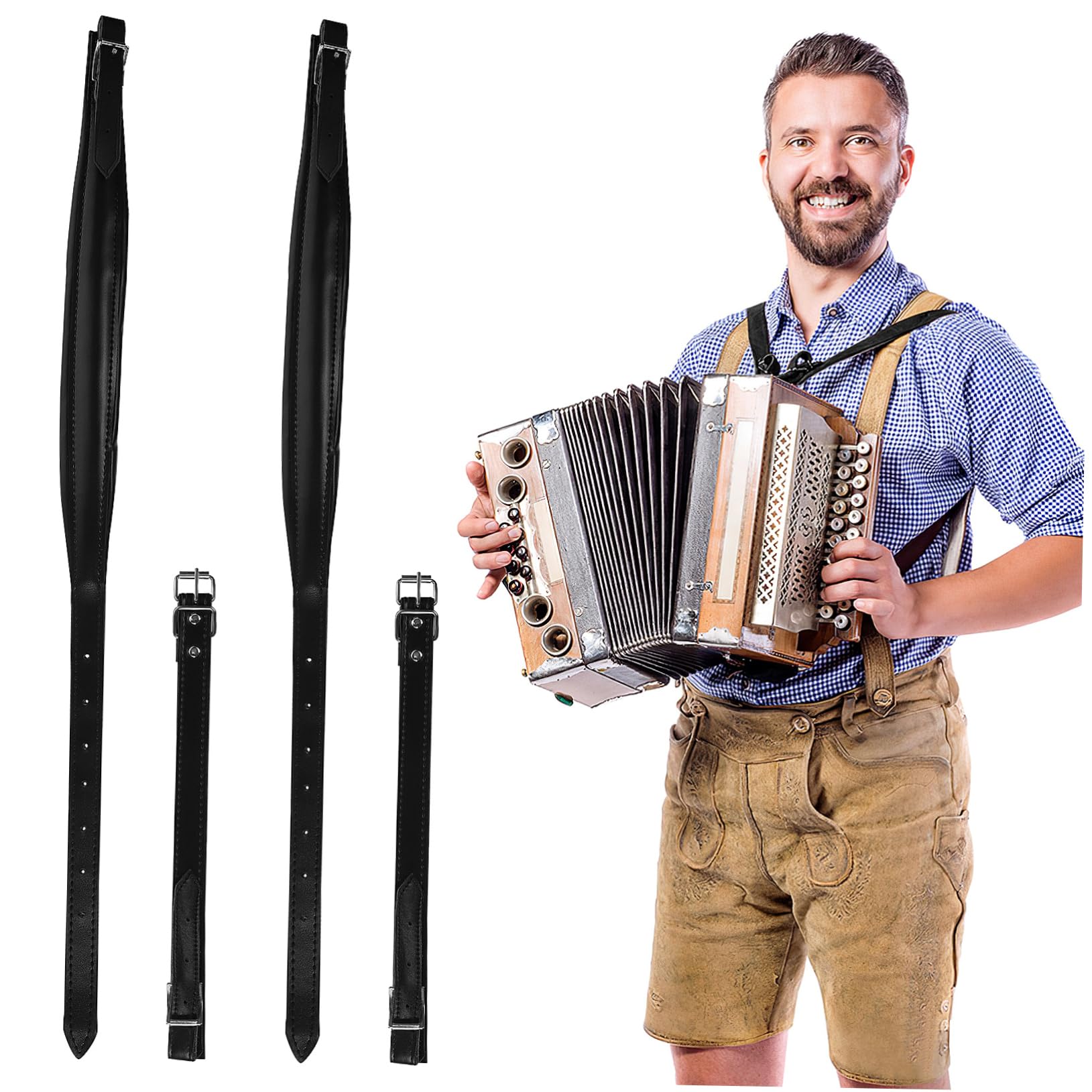 HEMOTON Accordion Leather Straps Accordion Belts Thicker Shoulder Harness for Instruments