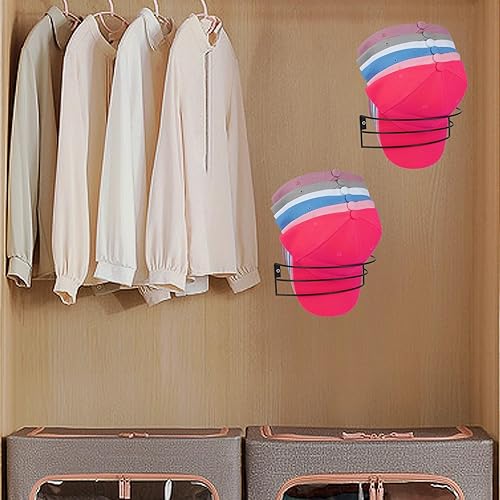 Miniatura 6 de Anrialfu Percheros para gorras de béisbol de pared, 2 paquetes de organizadores de sombreros de metal para gorras de béisbol para almacenamiento de