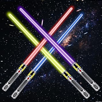 7 Color Retractable Light Saber, Light Sabers with Motion Sensors, Light up Sword Ideal for Teenagers Gift, Halloween Xmas Dress Up Parties, Birthday Present (4PCS)