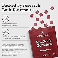 Vista 5 de For Wellness Recovery Gummies Restore Suplementos de energía de cereza ácida con electrolitos para el dolor muscular, rendimiento y recuperación