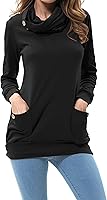 Levaca Women's Long Sleeve Oversized Loose Fit Cowl Neck Tunic Top for Leggings - Fall Winter Casual Pullover Sweatshirt