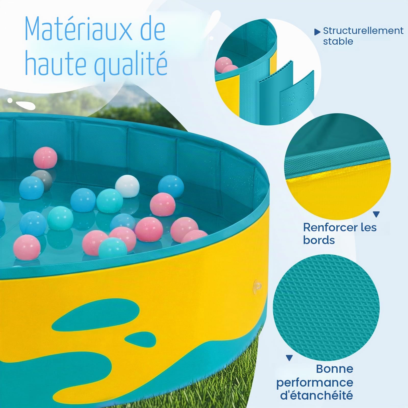 Peradix Pataugeoire avec Réglable Auvent pour Tout-Petits – 120 cm Pliable Piscine Bassin pour Bébé et Enfants pour Jardin & Voyage | Tente pour Bébé & Tente de Plage, pour 2-3 Enfants
