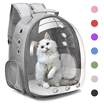 SmartyPet Transparent Cat Pet Carrier Backpack Puppy Kitty Breathable Carriers for Travel (Color May Vary)