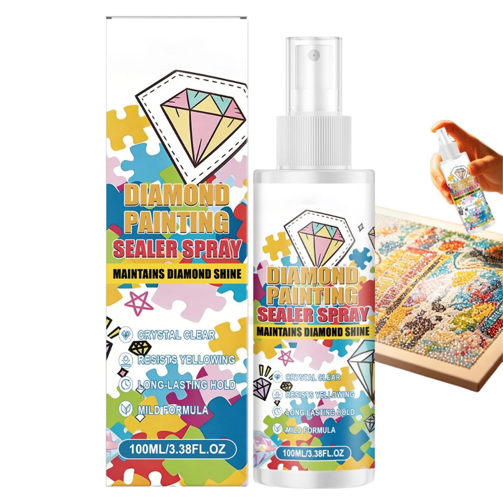 Pegamento de pintura de diamantes en spray ideal para crear manualidades brillantes en casa.