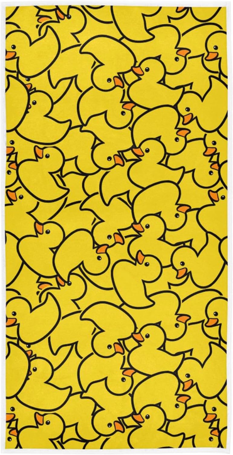 Wamika Yellow Duck Hand Bath Towel Rubber Ducks Fingertip Towel Funny Animals Kids Bathroom Towel Set Highly Absorbent SPA Gym Guest Towels 16x30 Inch