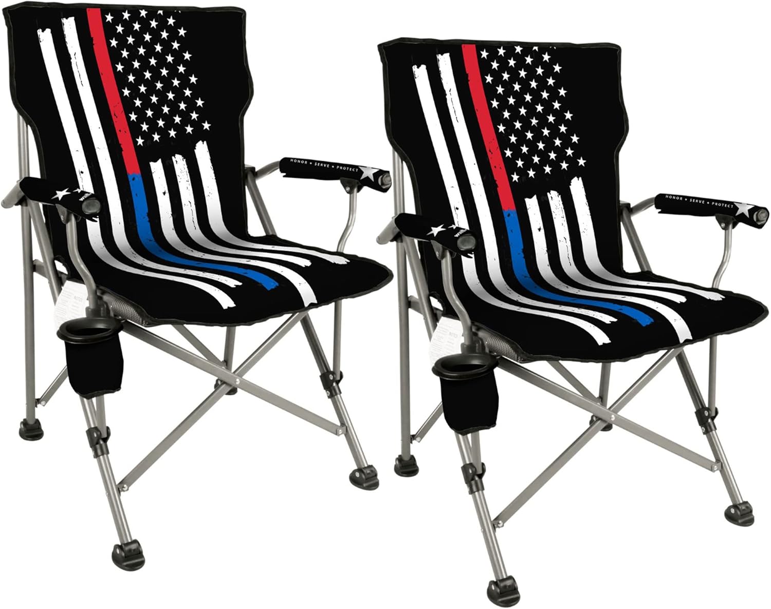 Wilcor Camping Chair Set of 2 First Responder Flag
