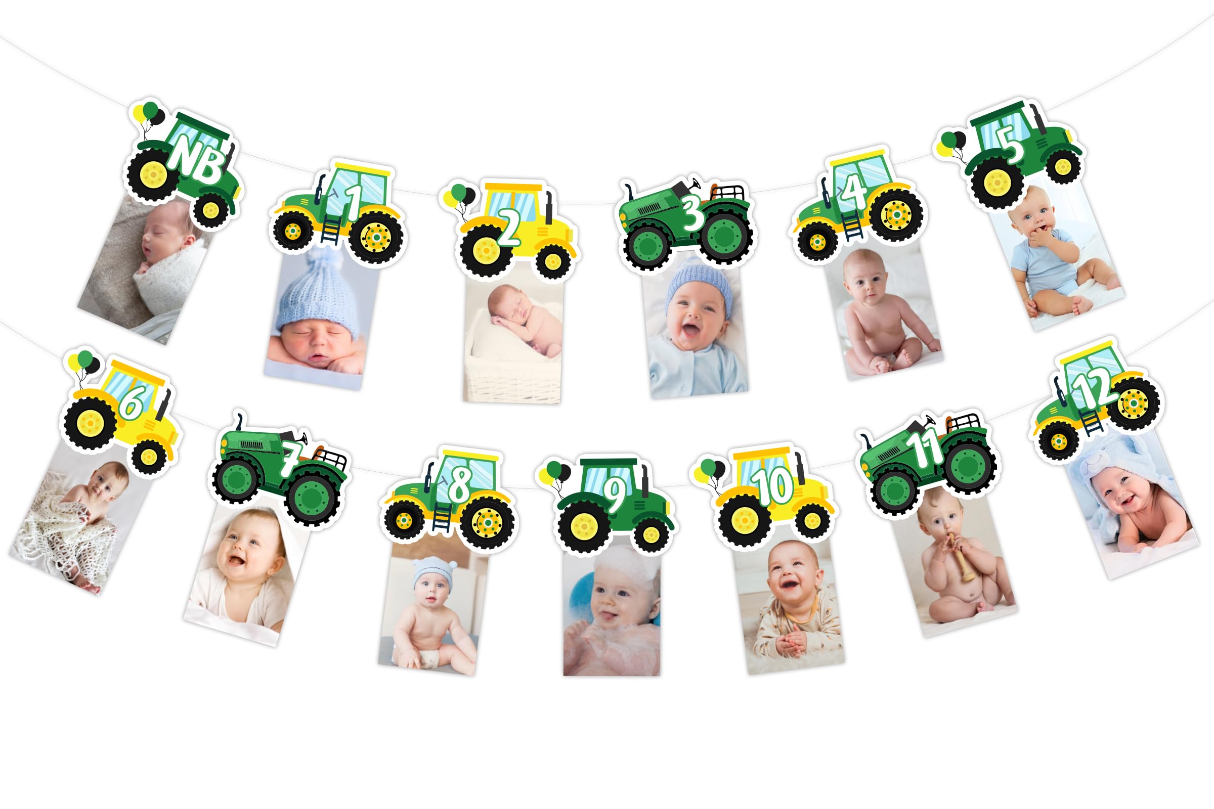 Bannière photo de tracteur 1er anniversaire : souvenirs de naissance à 12 mois