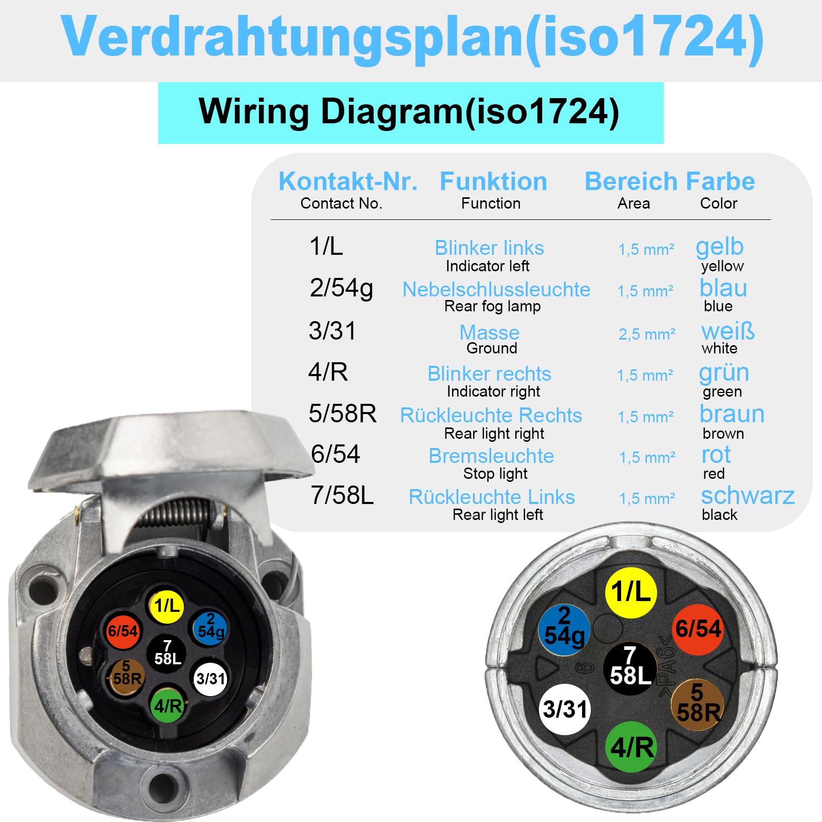 SPARKMOTO Prise Remorque 7 Broches Et Fiche Remorque 7