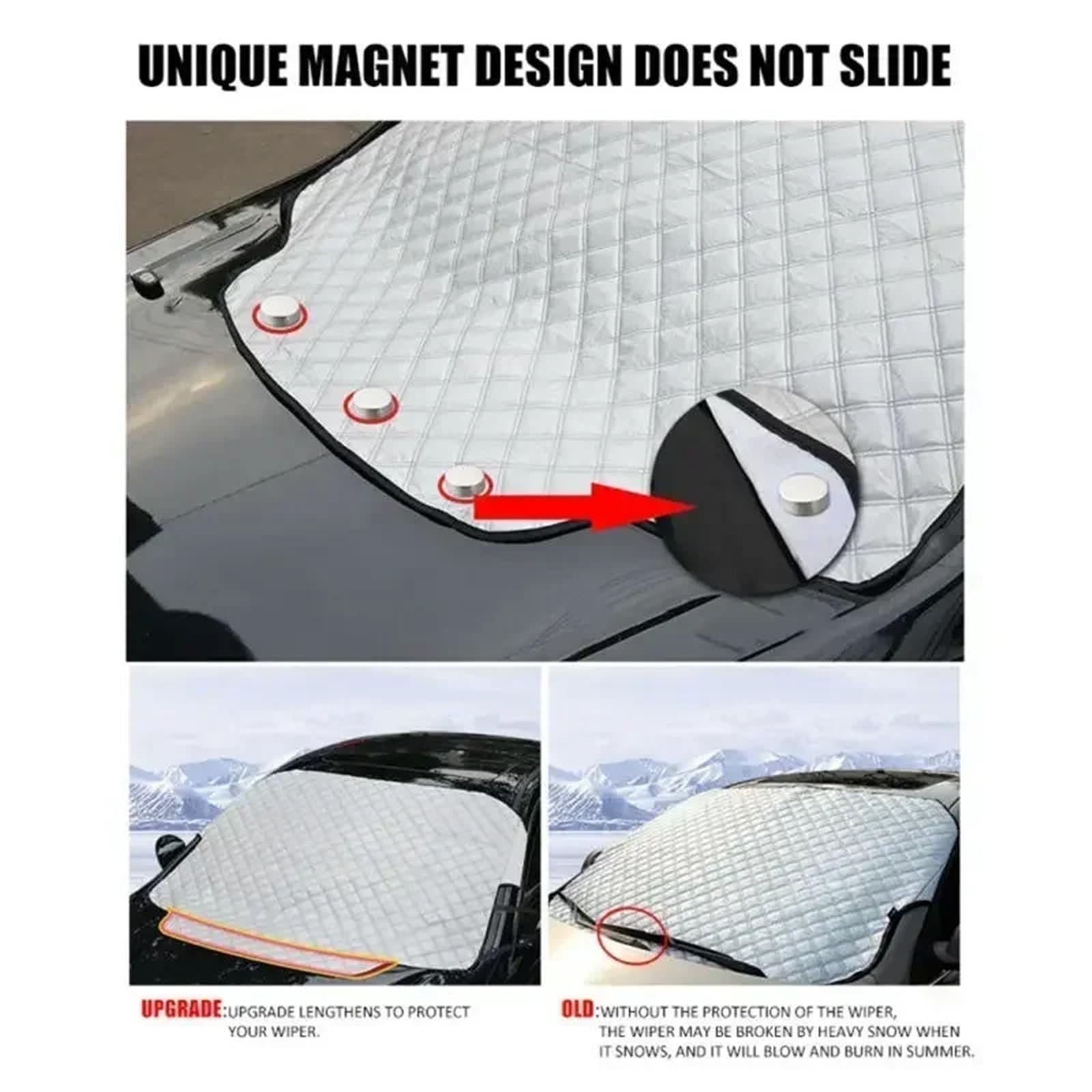 Cubierta del desempañador del Parabrisas del autom Cubierta magnética para Parabrisas de Coche, Protector Nieve para Invierno, contra heladas, Parasol para Exteriores(193x126cm)