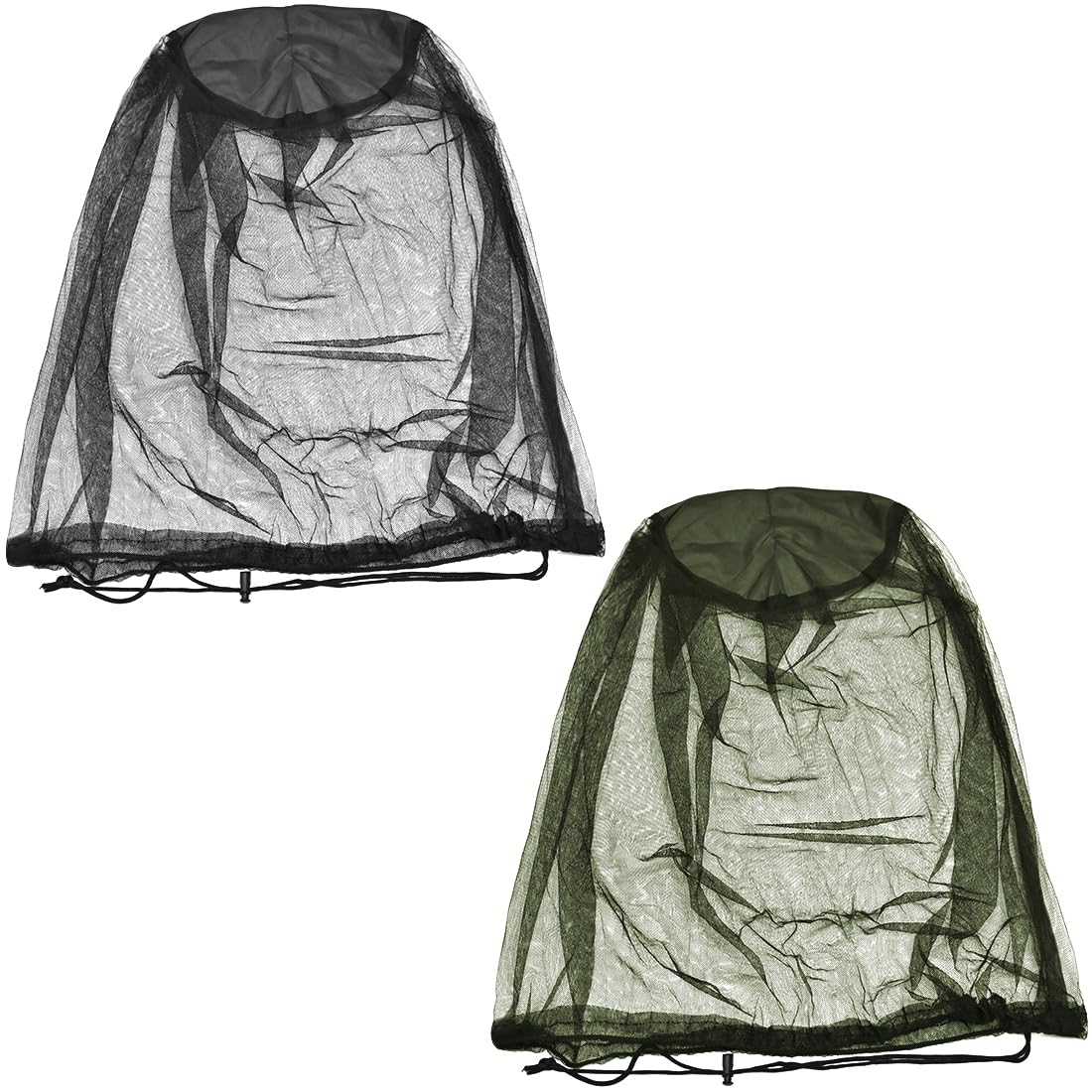 Licqic Black+Green Mosquito Net Hat, Midge Hat, Anti-Insect Net Hat, Face Net For Outdoor, Camping, Mountaineering, Hiking, Fishing (1 Pcs Black + 1 Pcs Green)