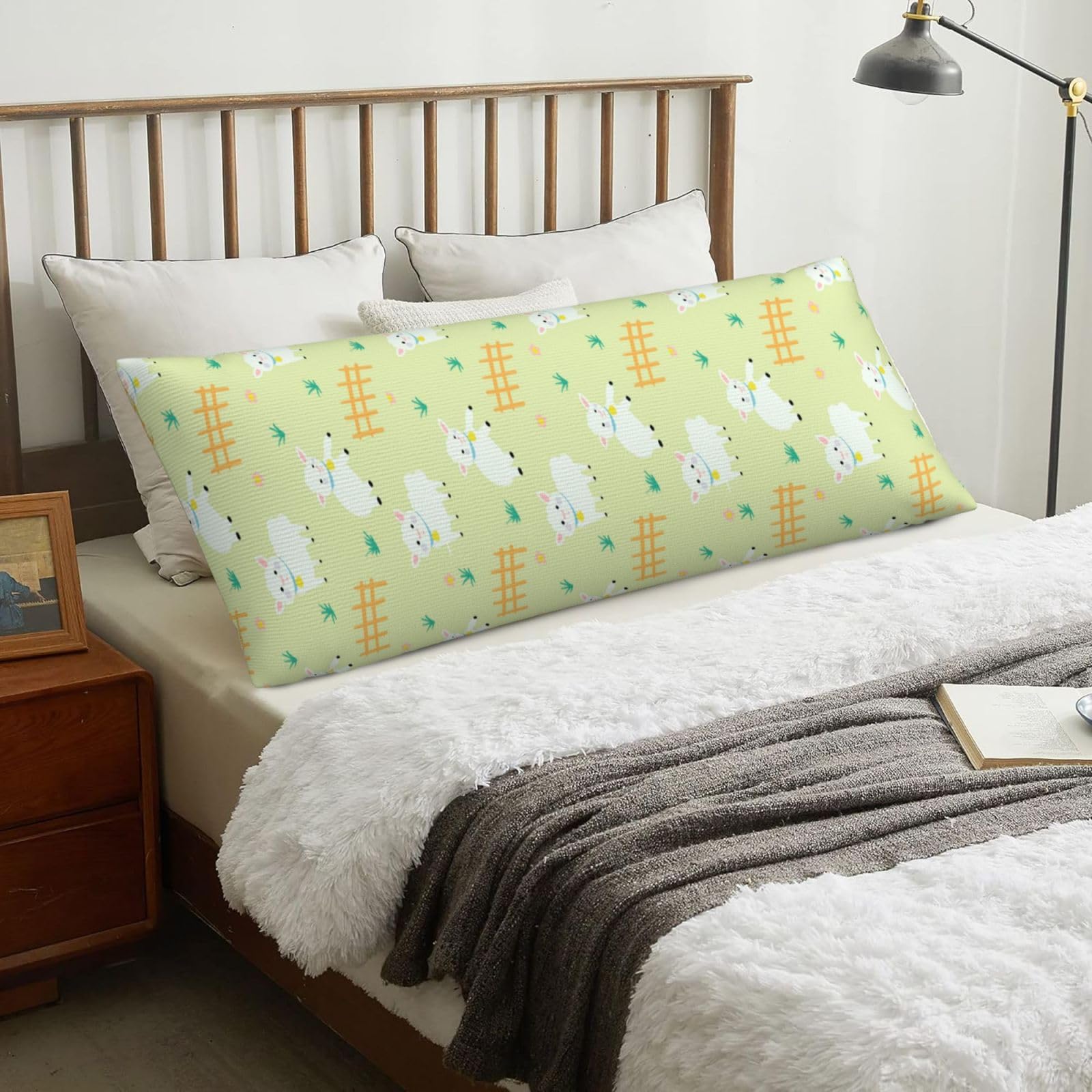 Cute Cartoon Sheep Pattern, Body Pillow Cover with Zipper,Long Body Pillowcase 20 x 60 in
