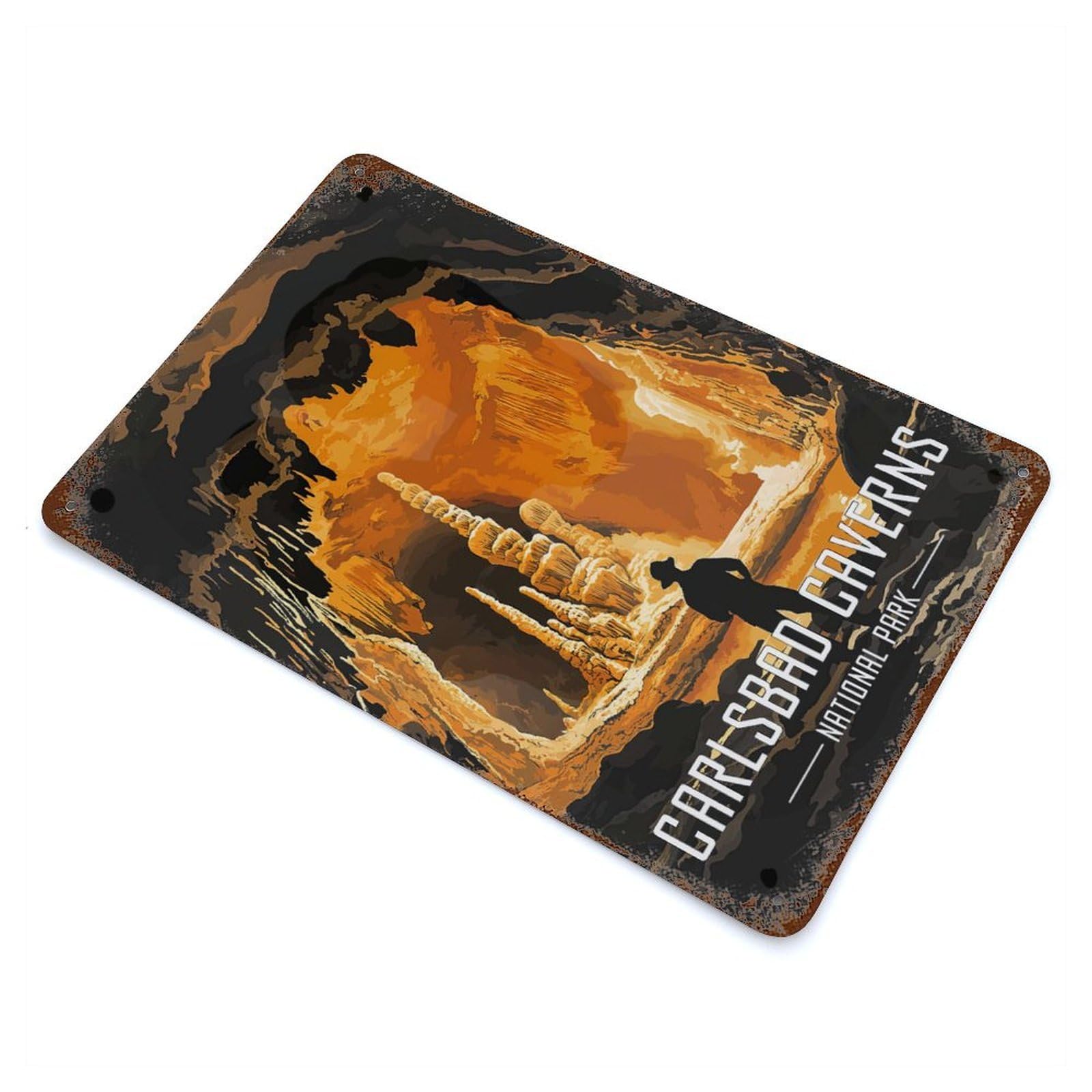 Garage Style Carlsbad Caverns National Park Rust Effect Tin Sign 11.8"x7.9", Farmhouse Wall Decor for Bar And Workshop